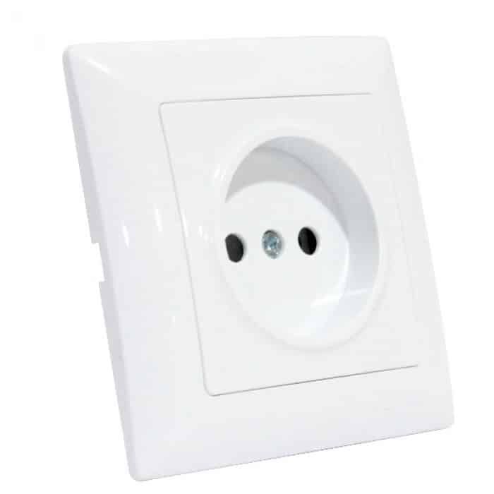 Розетка одинарна без заземлення біла TINA