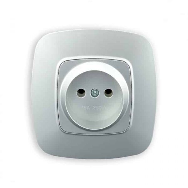 Розетка одинарна без заземлення срібло ELA Розетка одинарна без заземлення срібло ELA