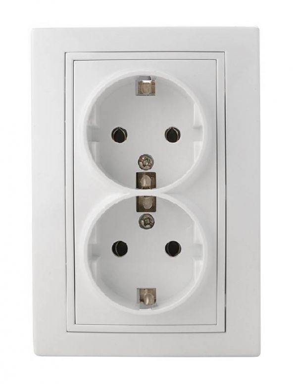 Розетка подвійна 2Р PE PB16/2-С-Fl-W (біла) Розетка подвійна 2Р PE PB16/2-С-Fl-W (біла)