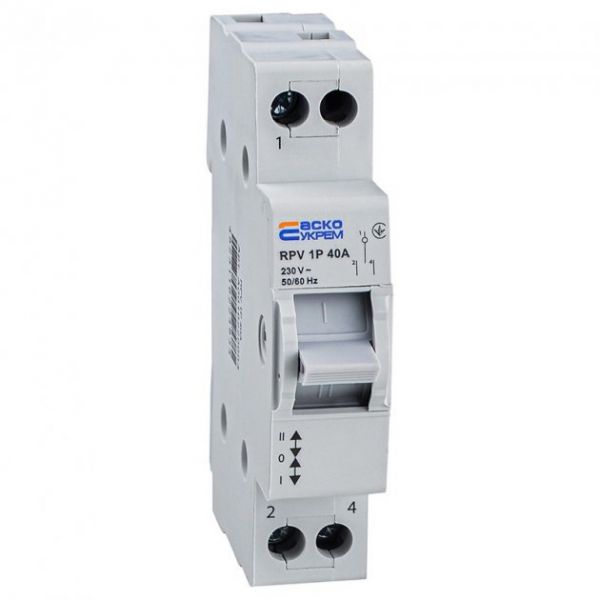 Ручний перемикач введення резерву на три положення І-0-ІІ АСКО-УКРЕМ RPV 1P 40A (A0010220003) Ручний перемикач введення резерву на три положення І-0-ІІ АСКО-УКРЕМ RPV 1P 40A (A0010220003)