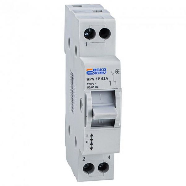 Ручний перемикач введення резерву на три положення І-0-ІІ АСКО-УКРЕМ RPV 1P 63A (A0010220004) Ручний перемикач введення резерву на три положення І-0-ІІ АСКО-УКРЕМ RPV 1P 63A (A0010220004)