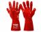Рукавички кислотостійкі MASTERTOOL бавовняний трикотаж повне ПВХ покриття манжет крага 350 мм 10.5" 185-190 г червоні 83-0502