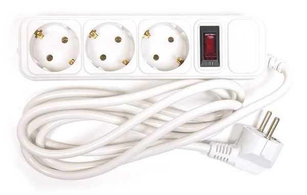 Мережевий фільтр PowerPlant 1.8м, 3x1.5мм2, 10А, 3 розетки, євростандарт (JY-1054/1.8), коробка