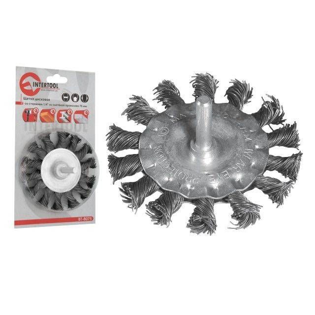 Щітка кільцева, 100 мм, 1/4", пучки крученого дроту, для дриля, 4500 об/хв INTERTOOL BT-8100