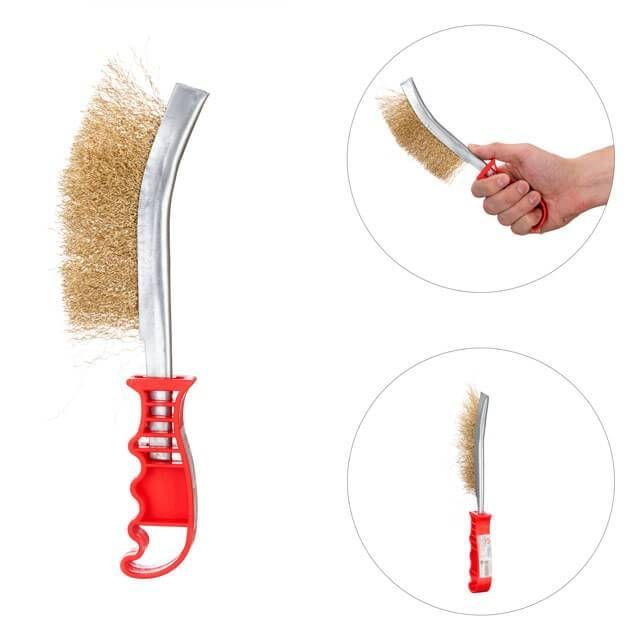 Щітка дротяна універсальна, рифлений дріт покритий латунню, пластикова рукоятка INTERTOOL BT-0001