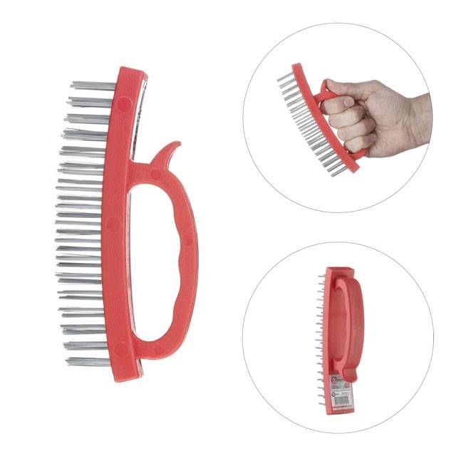 Щітка ручна для зачистки іржі, 165 мм, пластиковий корпус, cталевий дріт INTERTOOL BT-0010