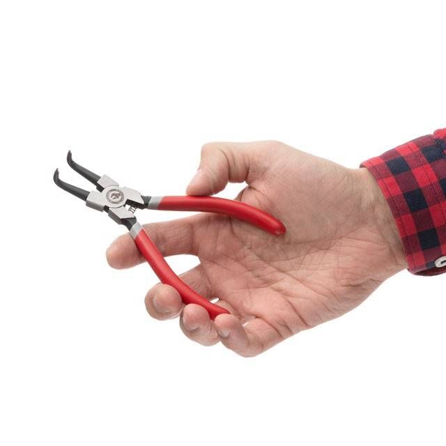 Щипці для зняття та встановлення стопорних кілець, 150 мм, вигнуті, на стиск INTERTOOL HT-7006