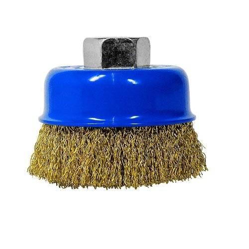 Щітка чашкова S & R 75 мм, латунірованная рифлений провід