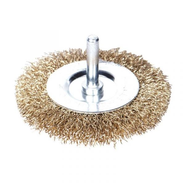 Щітка дротяна дископодібна Ø75мм хвостовик Ø6мм (латунированная) Sigma (9013071)
