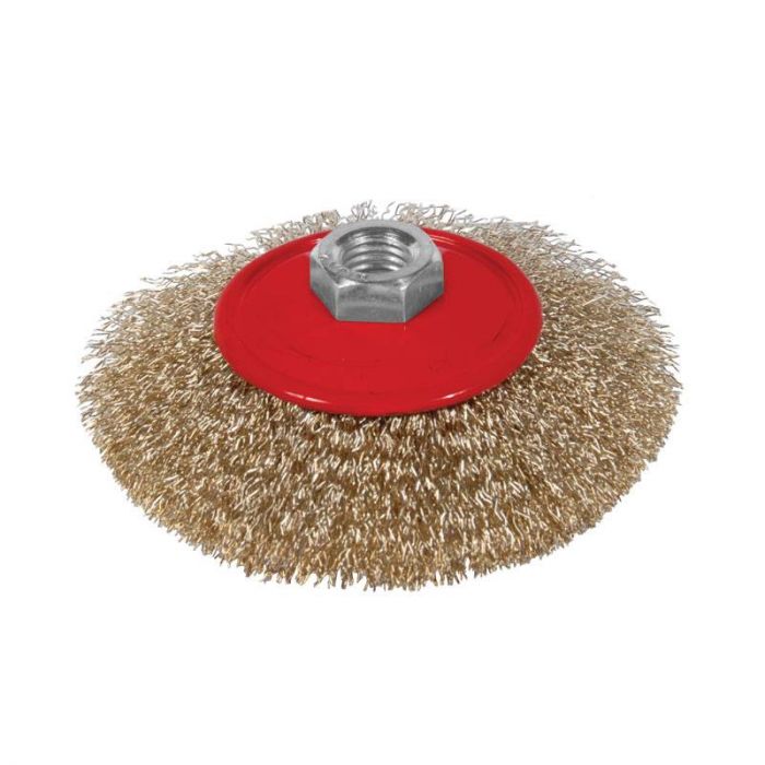 Щітка дротяна конусоподібна Ø100мм М14×2мм (латунована) Sigma (9016101)