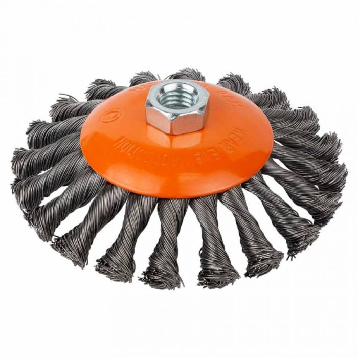 Щітка дротяна конусоподібна Ø125мм М14×2мм (сталева кручена) GRAD (9040125)