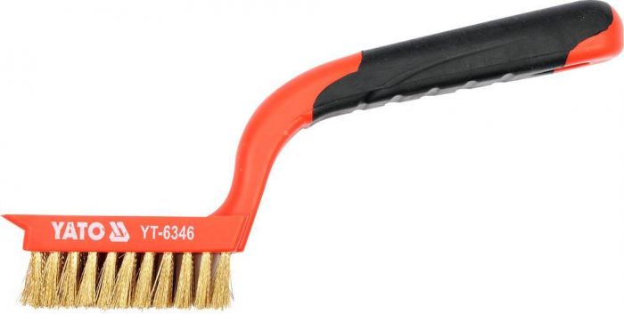 Щітка з латунного дроту YATO 5-рядна із пластик. ручкою, l=180 мм [24/120]