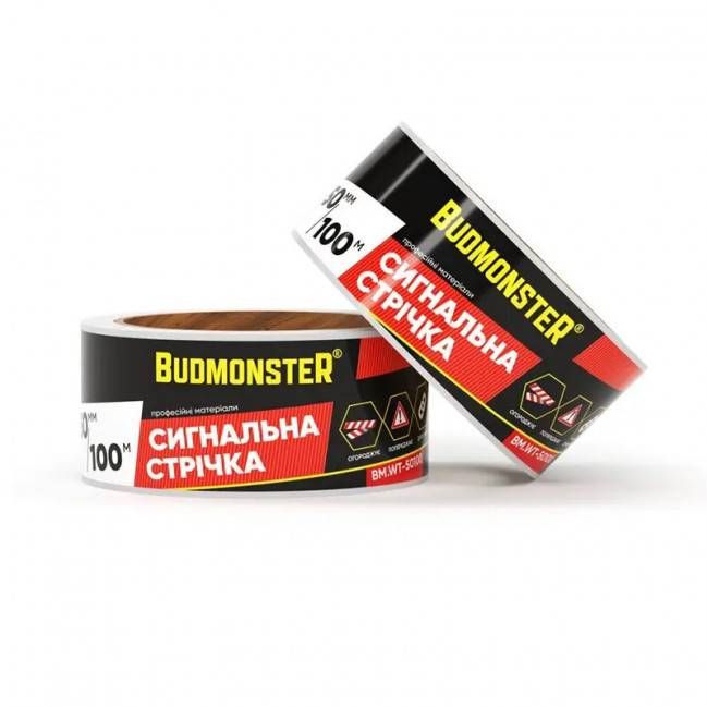 Сигнальна стрічка (BudmonsteR, 50х200, (36 шт), білий/червоний) BM.50200SS