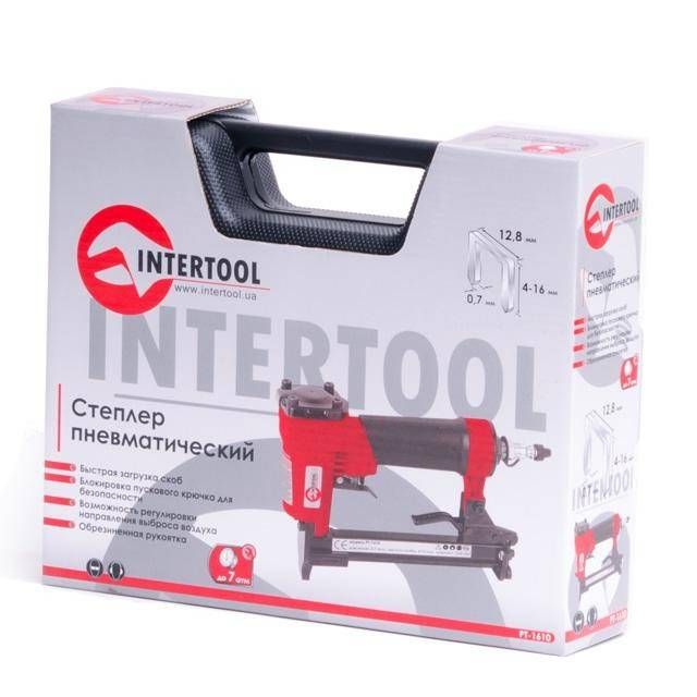 Степлер пневматичний для скоби 12.80*16 мм INTERTOOL PT-1610