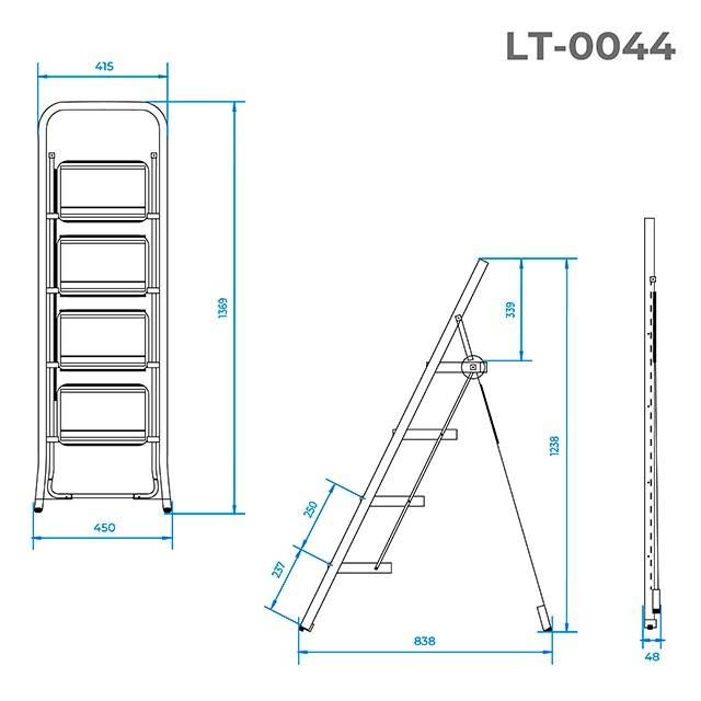 Стрем'янка, 4 сходинки 300*200 мм, висота 1238 мм INTERTOOL LT-0044