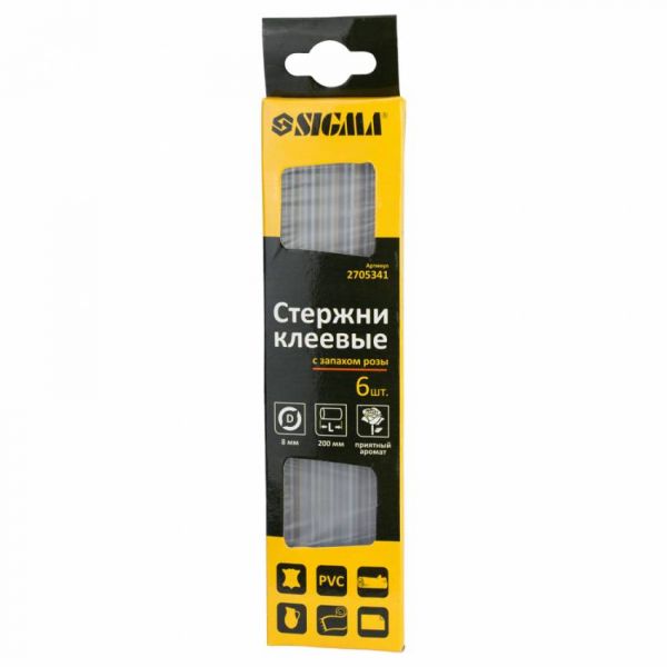 Стрижні клейові Ø8*200мм 6шт (запах троянди) Sigma (2705341)
