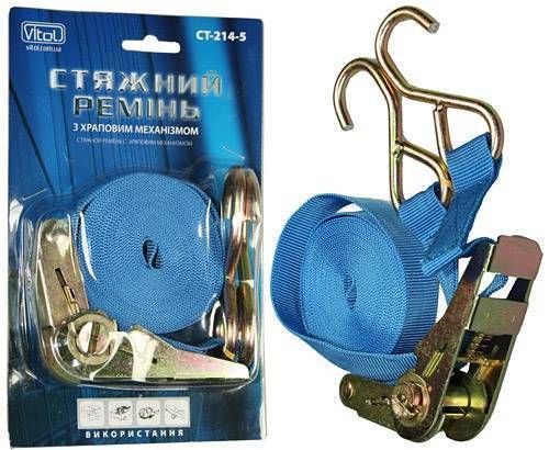 Стяжка вантажу 1Т. ST-214-5 25мм х 5м синя/блістер