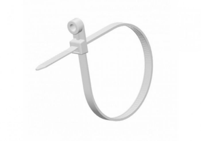 Стяжка кабельна з кільцем 4,2х200 мм. біла (100шт.)