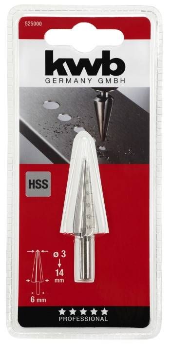 Свердло конусне по металу HSS, 3-14 мм, хвостовик 8 мм, KWB (525000)