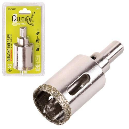 Свердло корончате алмазне по склу та кераміці 32мм з центрувальним свердлом Alloid