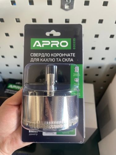 Свердло корончате трубчате с алмазним напиленням для скла і кахлю 65 мм  (APRO)