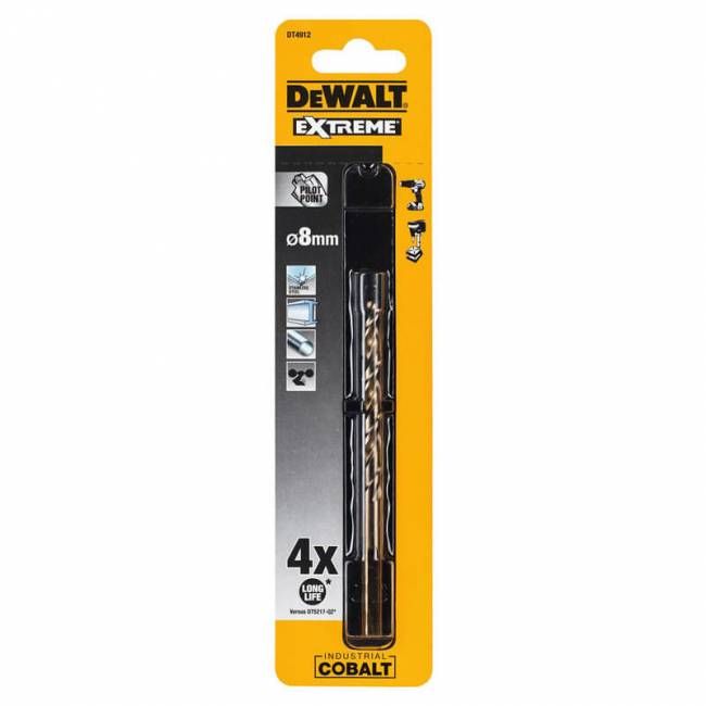 Свердло по металу DeWALT DT4912 "EXTREME INDUSTRIAL COBALT" HSS-CO кобальтове, d=8 мм, L=117 мм, L=72 мм