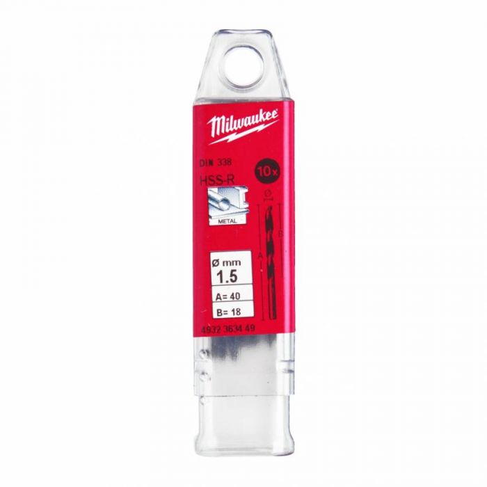 Свердло по металу HSS-R MILWAUKEE DIN338, Ø1,5мм, (10шт)