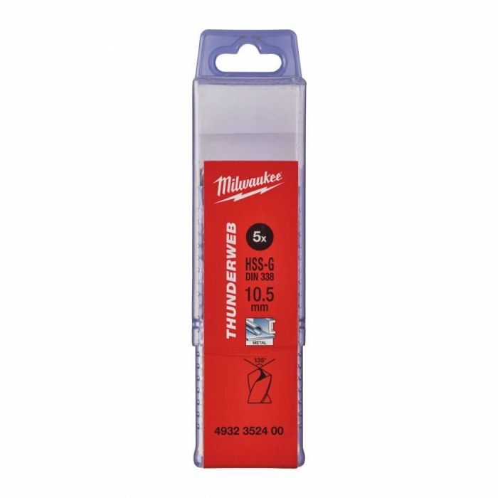Свердло по металу THUNDERWEB HSS-G MILWAUKEE DIN338, Ø10,5x133мм, (5шт)