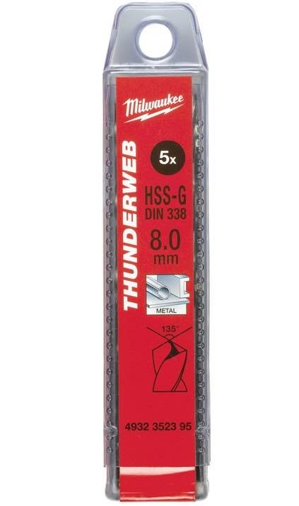 Свердло по металу THUNDERWEB HSS-G MILWAUKEE DIN338, Ø9,0x125мм, (5шт)