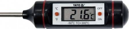 Термометр електронний YATO із зондом-130мм,діапазон - -50 *C- 300* C,живлення -1.5 B(LR44)
