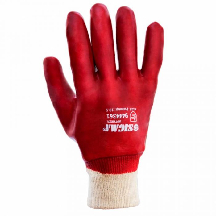 Трикотажні рукавички з ПВХ покриттям (червоні манжет) Sigma (9444361)