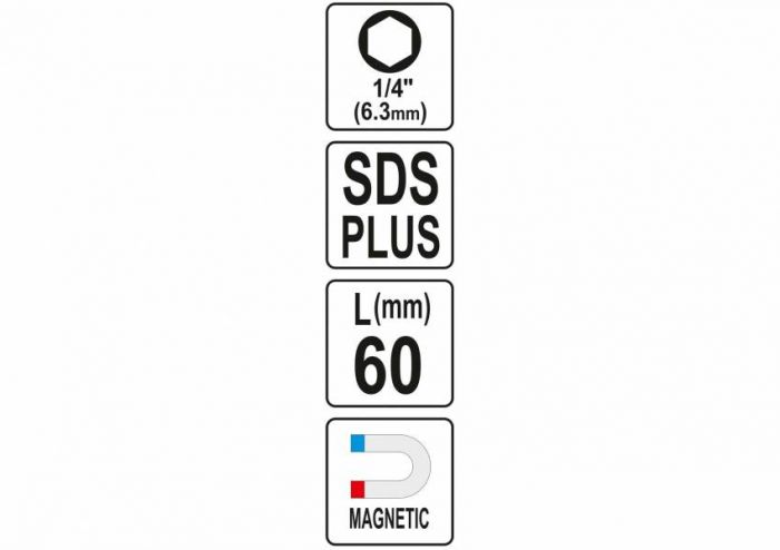 Тримач насадок SDS YATO: HEX-1/4", L=60 мм