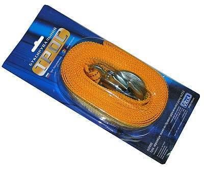 Трос буксир ST205/TP-205-3-1 3т стрічка 46мм х 4,5м жовтий/гак/блістер