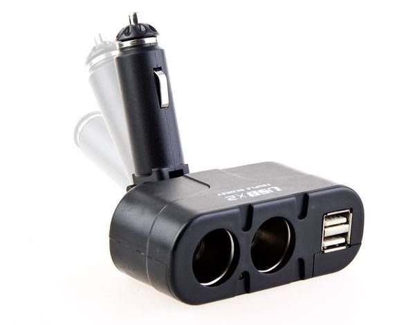 Удл. прикурювача 2 виходи 2USB (1500mA)/передохр/изм.кут (WF-0668)