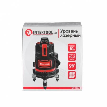 Рівень лазерний 5 лазерних головок, червоний лазер INTERTOOL MT-3004