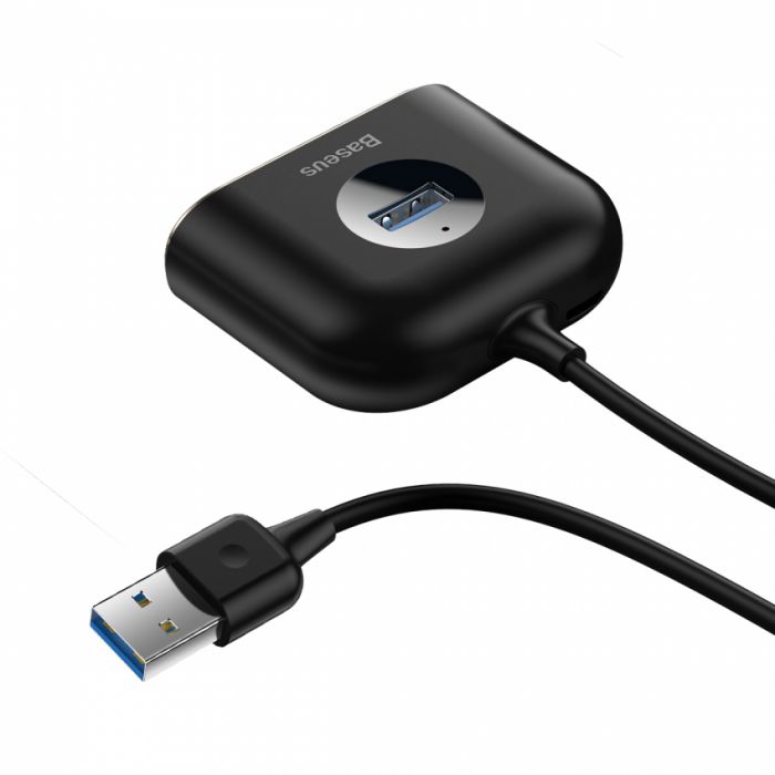 USB Hub Baseus Square Round 4 in 1 USB3.0 to USB3.0*1 + USB2.0*3 Чорний (CAHUB-AY01)