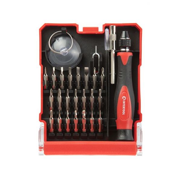 Викрутка прецизійна з комплектом насадок, 29 од., Cr-V INTERTOOL VT-3336
