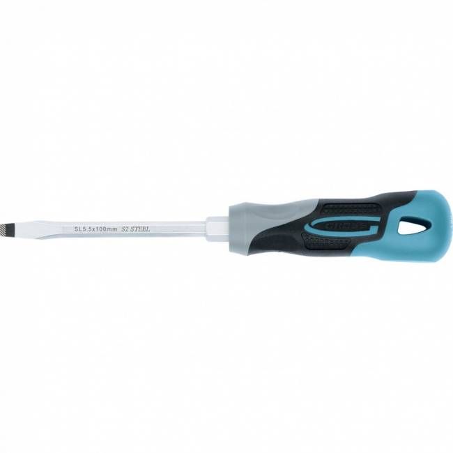 Викрутка SL5.5 x 100 мм, S2, трикомпонентна рукоятка, GROSS