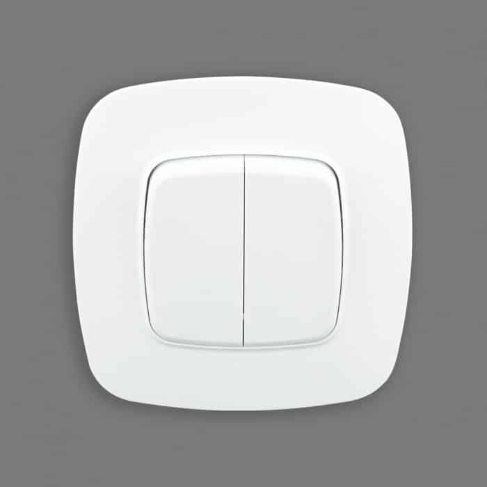 Вимикач 2-клавішний білий ELA