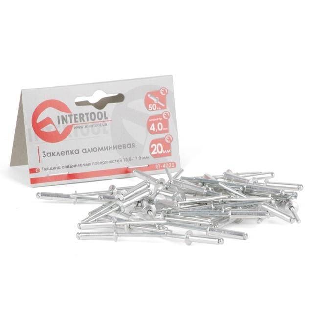 Заклепка алюмінієва, 4,0×20,0 мм, 50 шт. INTERTOOL RT-4020