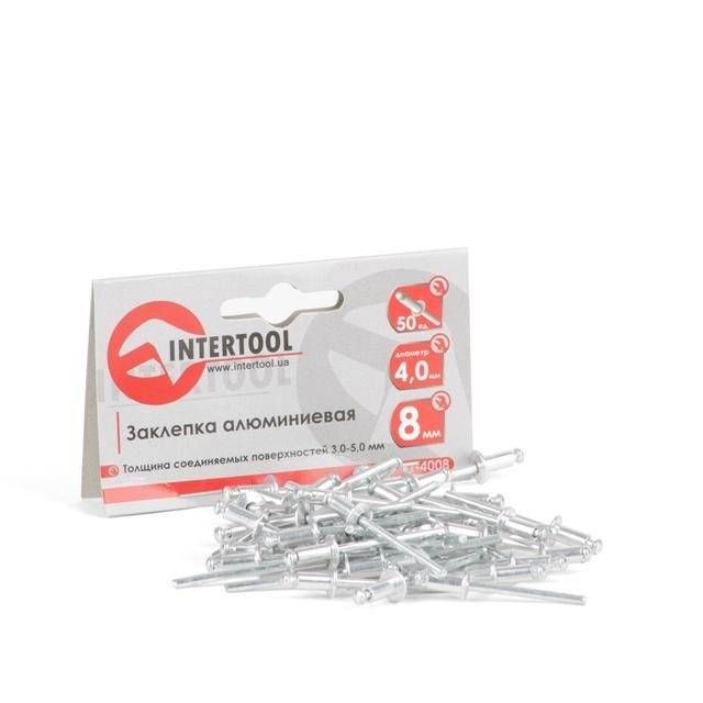 Заклепка алюмінієва, 4,0×8,0 мм, 50 шт. INTERTOOL RT-4008