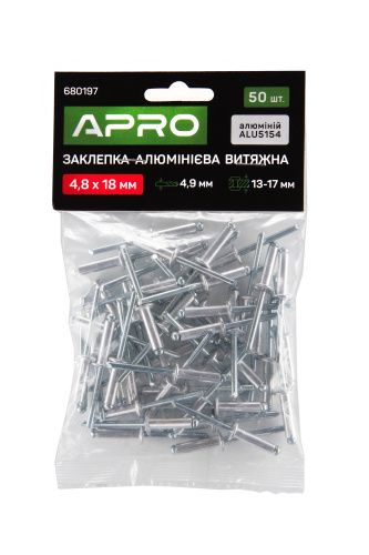 Заклепка алюмінієва витяжна 4.8х16 мм 50шт  (APRO)