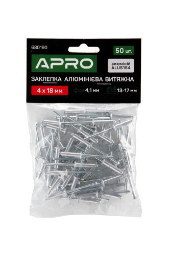 Заклепка алюмінієва витяжна 4х8 мм 50шт  (APRO)