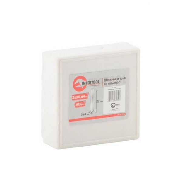 Шпилька для степлера PT-1611, 25 мм, 23GA, Ø 0,64 мм, 6000 шт/упак INTERTOOL PT-8725