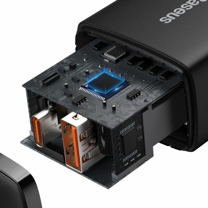 Зарядний пристрій Baseus Compact Quick Charger USB+Type-C 20W Чорний (CCXJ-B01)