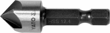 Зінківка конічна по металу Ф 12,4 x 40мм, кут 45°, HSS, HEX-1/4" (YATO, YT-44724)