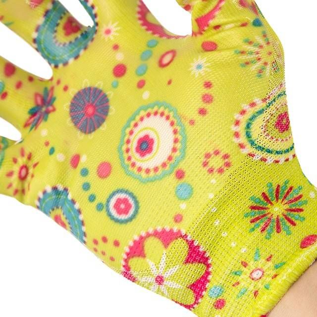 Рукавичка садова з покриттям з нітрилу, жовта, 8" INTERTOOL SP-0165